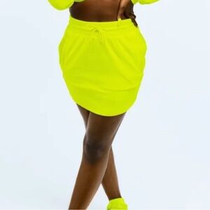 Adidas Originals x Jeremy Scott Neon Solar Yellow Velour Skirt size Medium NWT